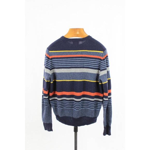 BROOKS BROTHERS RED FLEECE Navy Striped Wool Knit Crew Neck Sweater, Size L - Picture 2 of 12